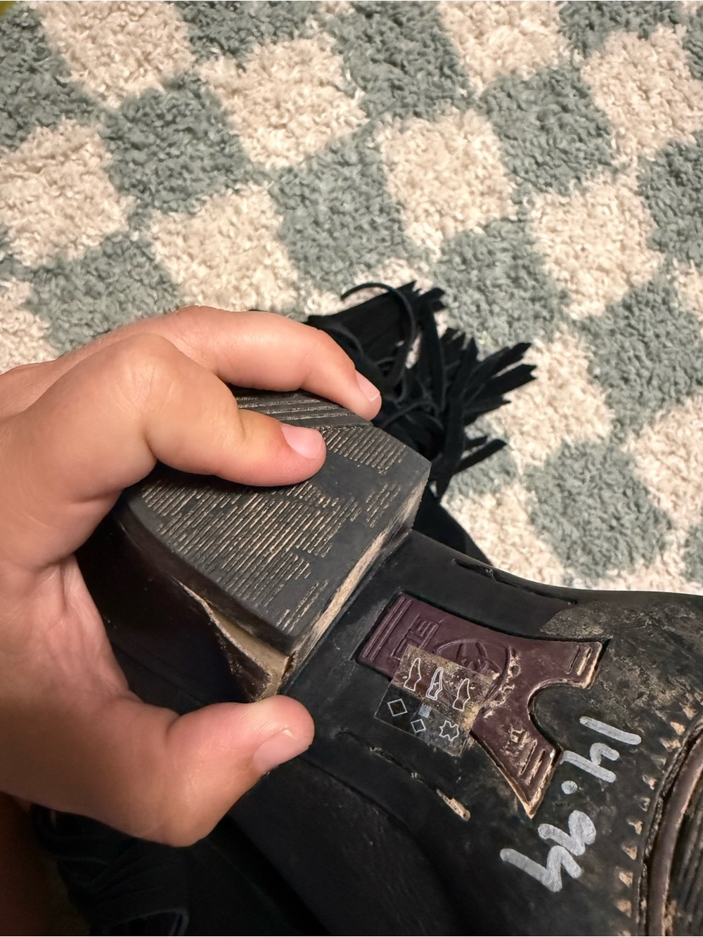 Ariat Women Western Gold Rush Black Leather Suede Fringe Cowgirl Boots Size 8B - Picture 16 of 16